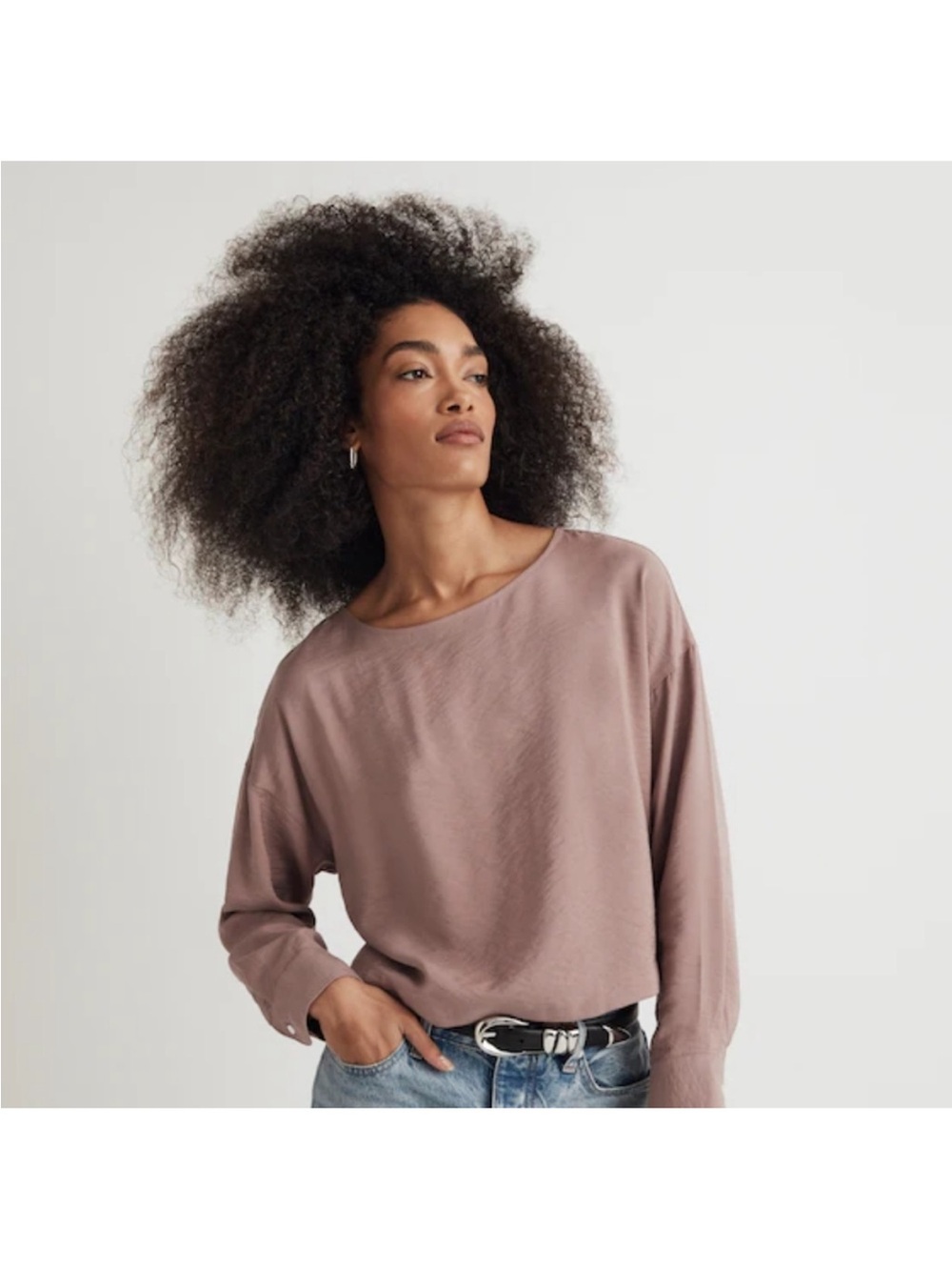 Madewell Long Sleeve Top with open back - Dusty Mauve